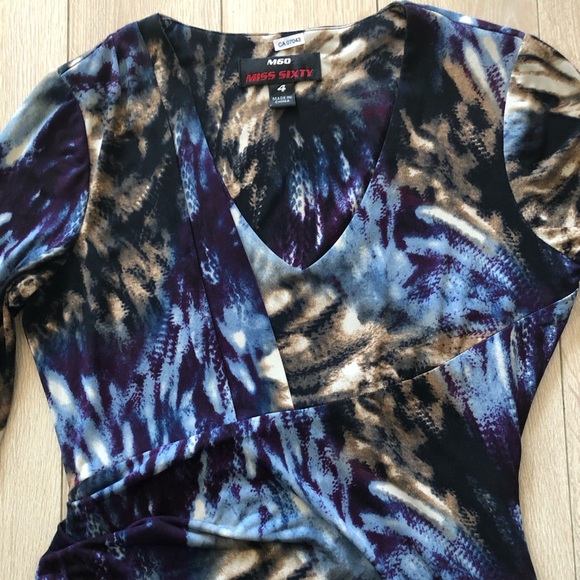 M60 Miss Sixty V Neck Faux Wrap Bodycon Dress Size 4 - Picture 8 of 14